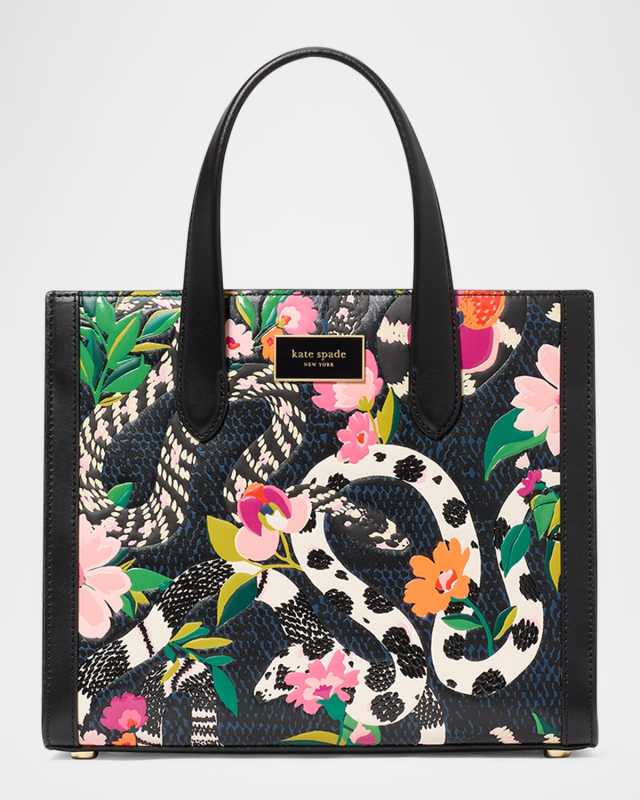 manhattan small snake-print leather tote bag
